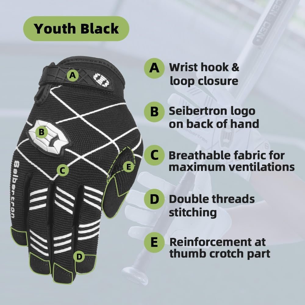 B-A-R PRO 2.0 Signature Baseball + Softball + Teeball Batting Gloves Super Grip Finger Multiple 11 Sizes + 5 Colors Available Fit Adult Youth Kids Boys Girls Mens Women
