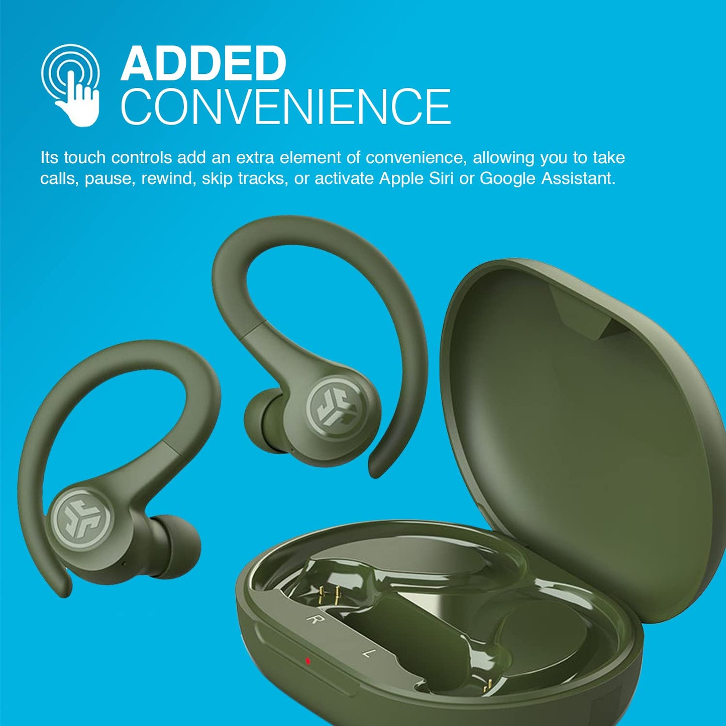 JLab Go Sport+ Wireless Workout Earbuds Featuring C3 Clear Calling, Secure Earhook Sport Design, 32+ Hour Bluetooth Playtime, and 3 EQ Sound Settings (Graphite)