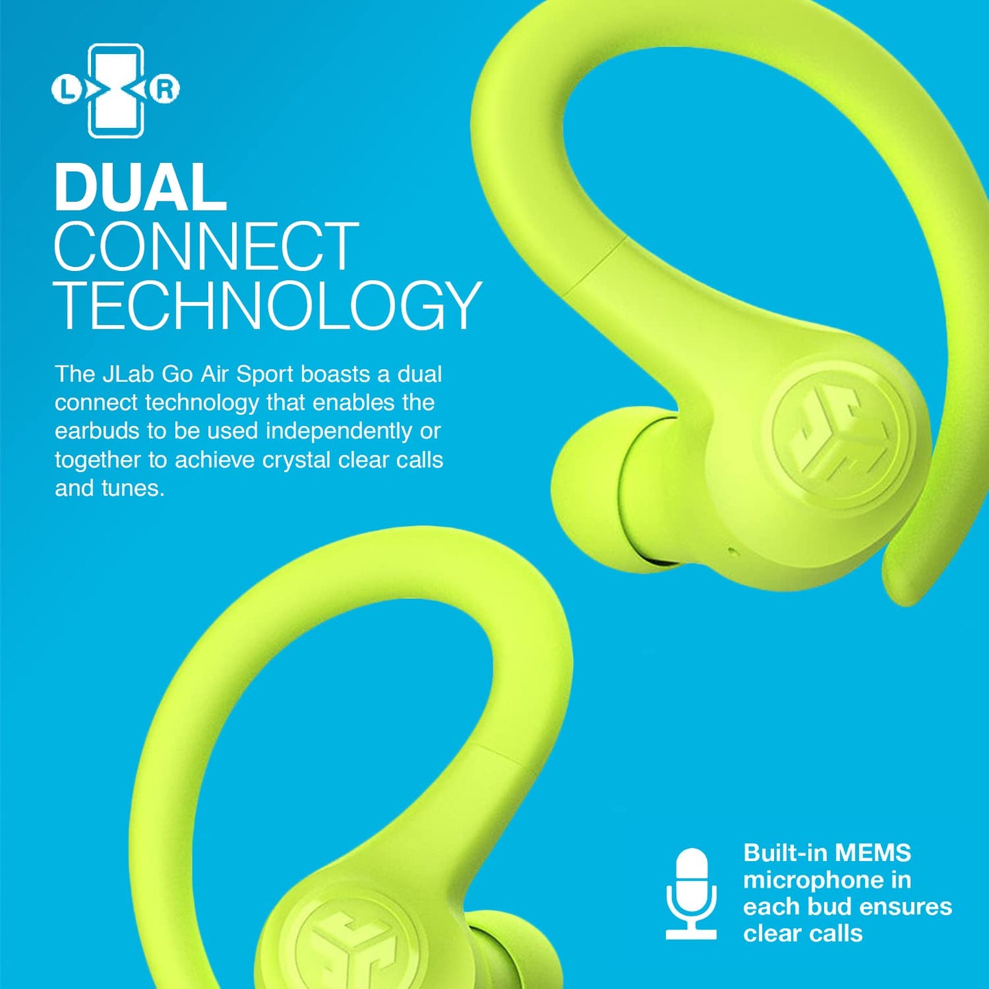 JLab Go Sport+ Wireless Workout Earbuds Featuring C3 Clear Calling, Secure Earhook Sport Design, 32+ Hour Bluetooth Playtime, and 3 EQ Sound Settings (Graphite)