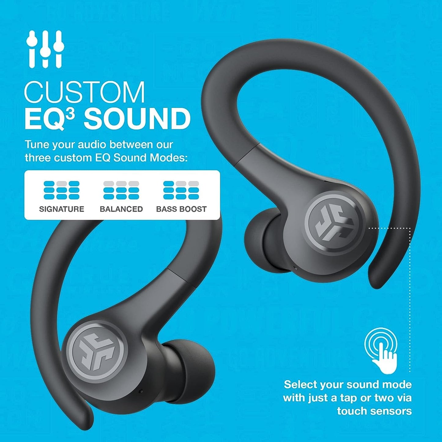 JLab Go Sport+ Wireless Workout Earbuds Featuring C3 Clear Calling, Secure Earhook Sport Design, 32+ Hour Bluetooth Playtime, and 3 EQ Sound Settings (Graphite)
