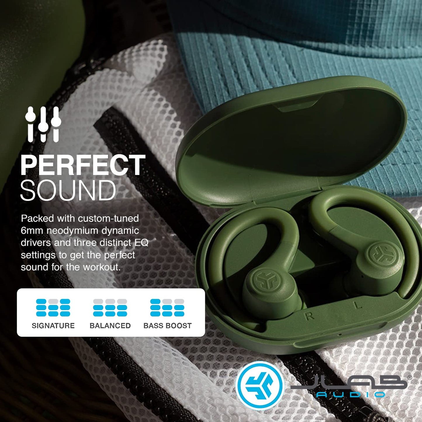 JLab Go Sport+ Wireless Workout Earbuds Featuring C3 Clear Calling, Secure Earhook Sport Design, 32+ Hour Bluetooth Playtime, and 3 EQ Sound Settings (Graphite)