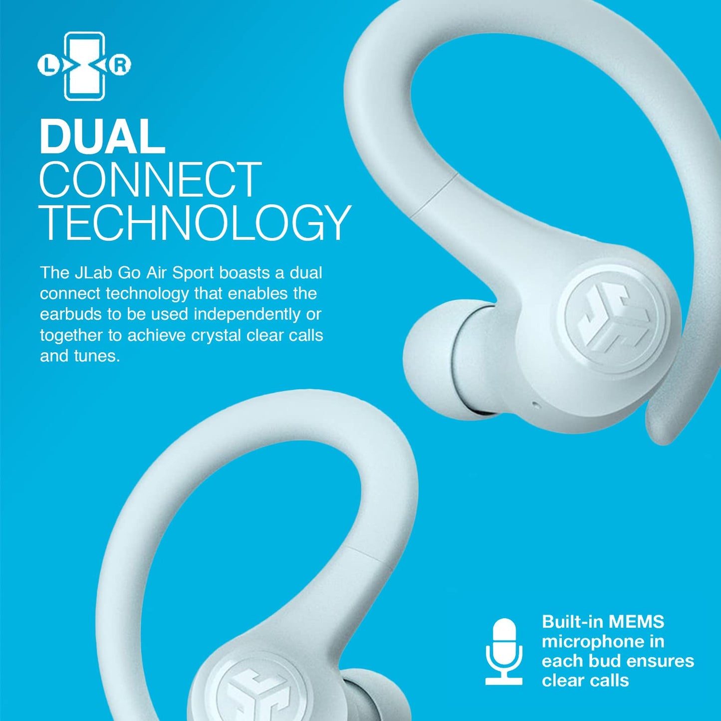 JLab Go Sport+ Wireless Workout Earbuds Featuring C3 Clear Calling, Secure Earhook Sport Design, 32+ Hour Bluetooth Playtime, and 3 EQ Sound Settings (Graphite)