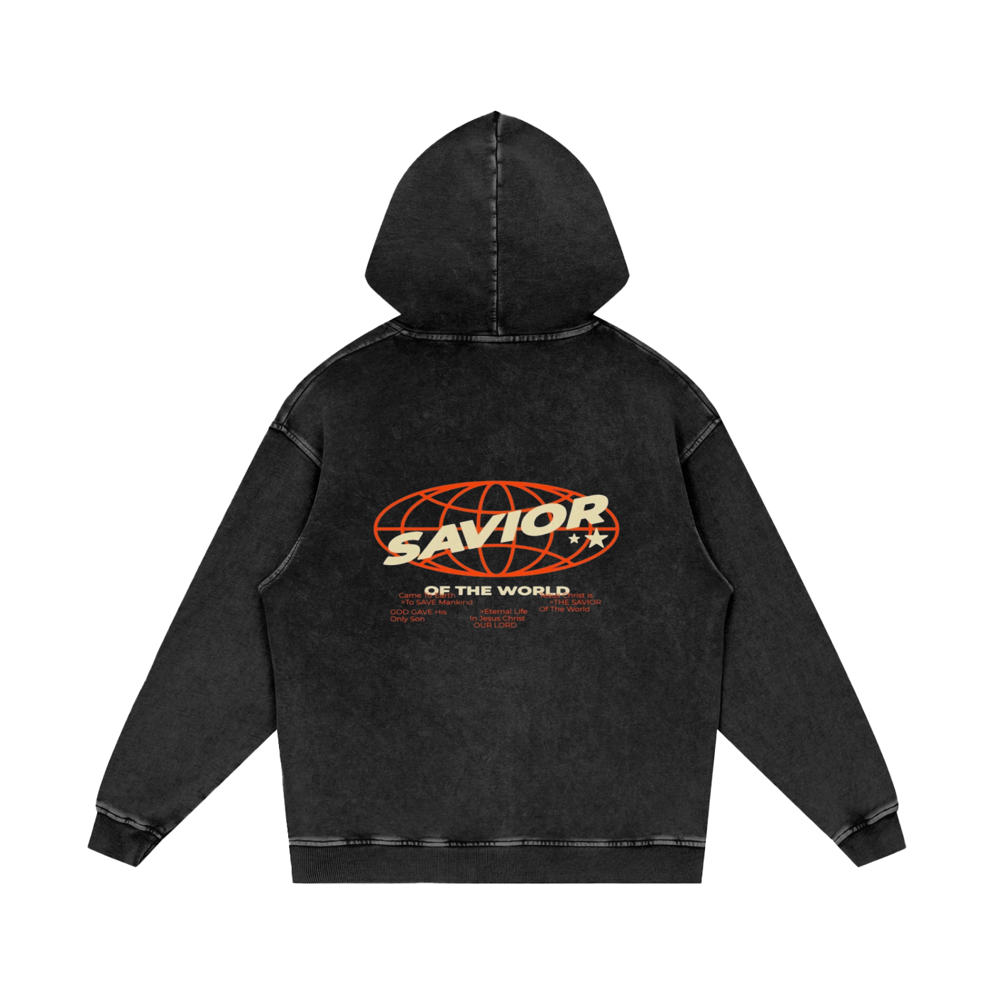Snow Washed Loose Cotton Hoodie