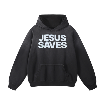 "Jesus saves" Sunfade Oversized Hoodie