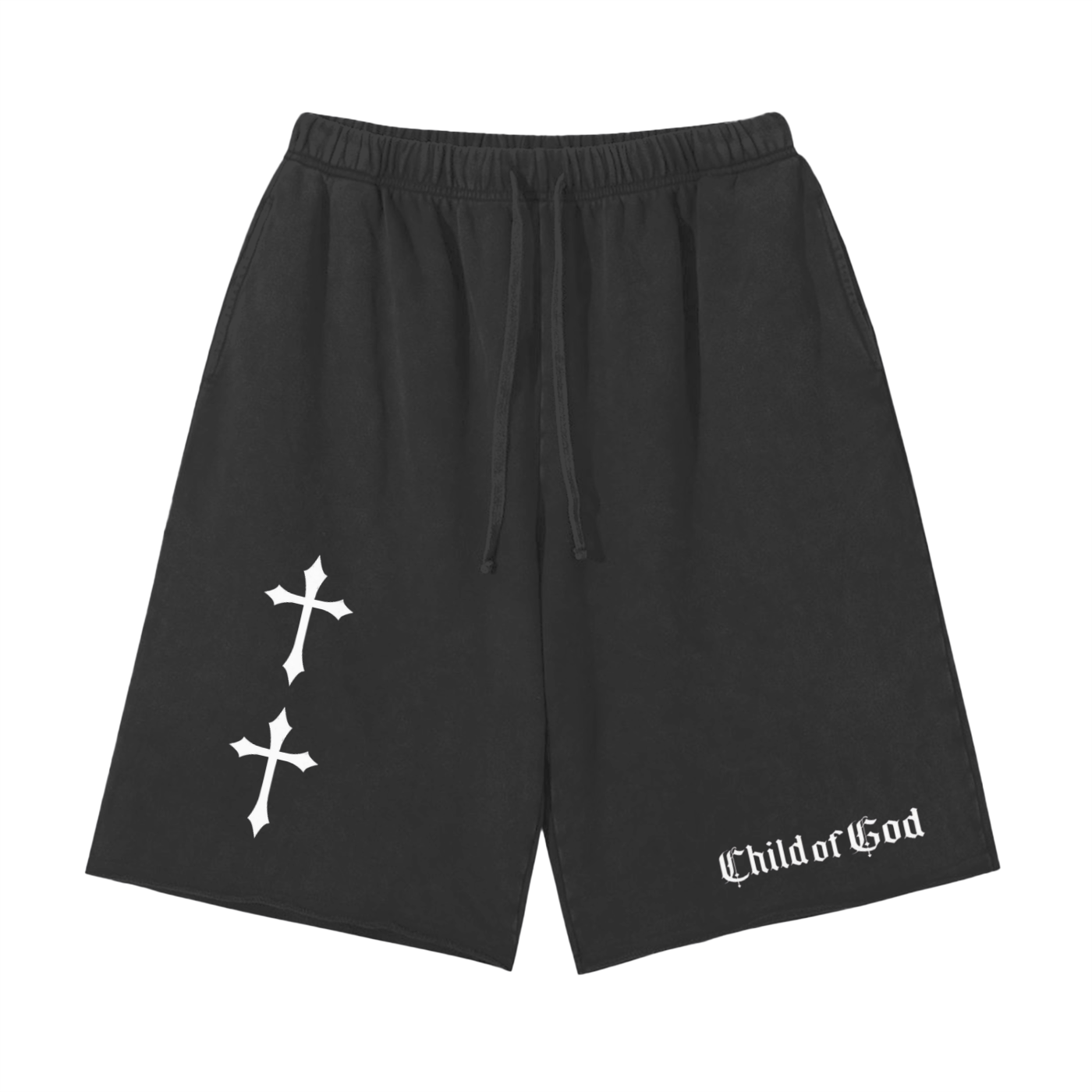 Snow Washed Raw Hem Shorts