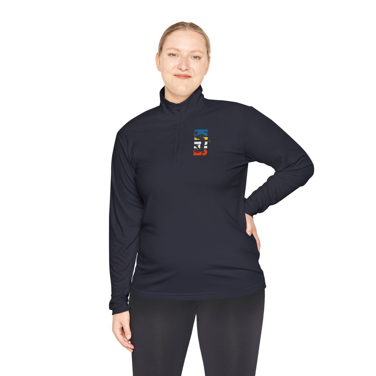 Unisex Quarter-Zip Pullover with Vibrant Logo - Perfect for Outdoor Activities and Casual Wear