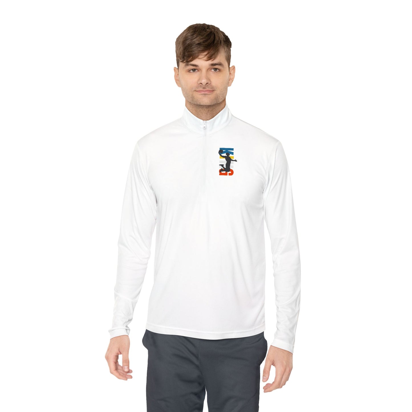 Unisex Quarter-Zip Pullover with Vibrant Logo - Perfect for Outdoor Activities and Casual Wear