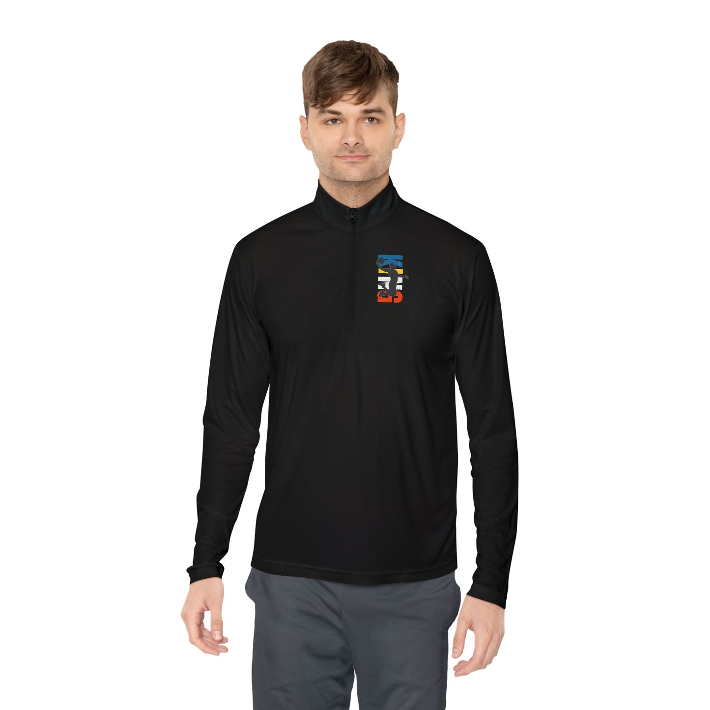 Unisex Quarter-Zip Pullover with Vibrant Logo - Perfect for Outdoor Activities and Casual Wear