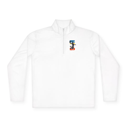 Unisex Quarter-Zip Pullover with Vibrant Logo - Perfect for Outdoor Activities and Casual Wear