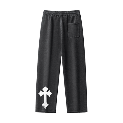 Frayed Enzyme Washed Fleece Sweatpants