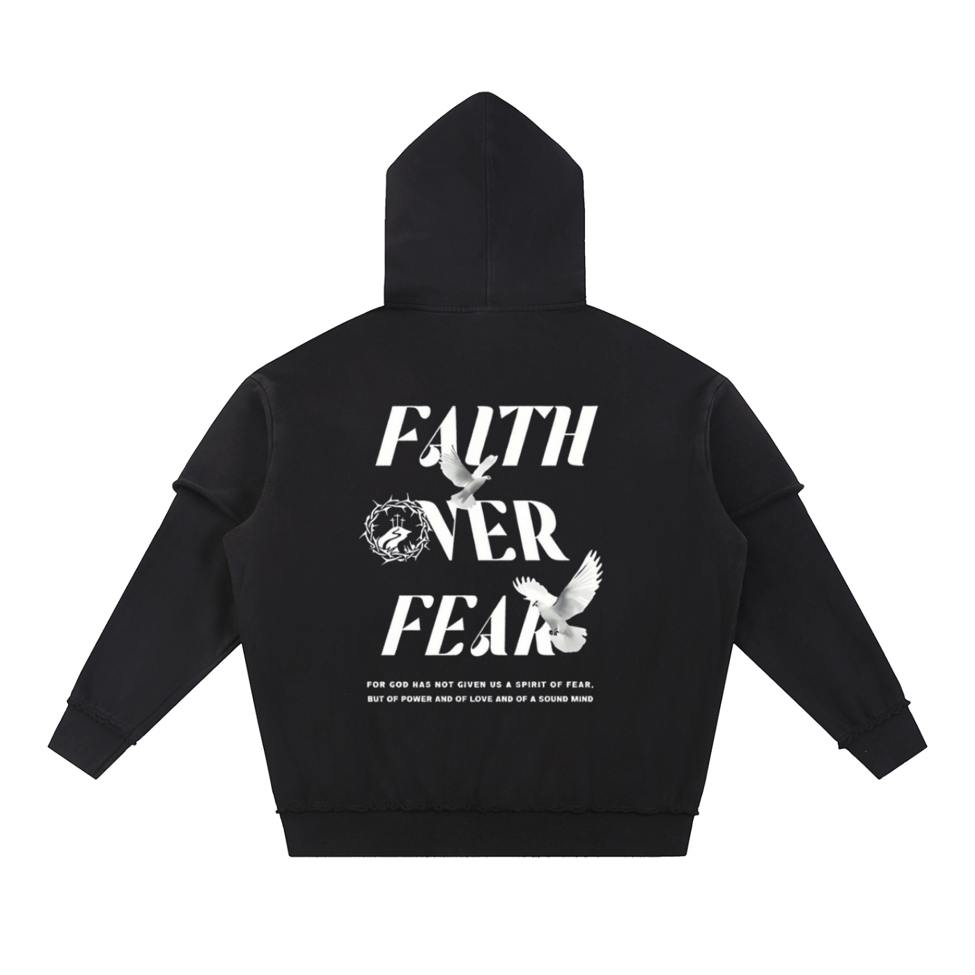 Snow Washed Raw Edge Double Layered Hoodie