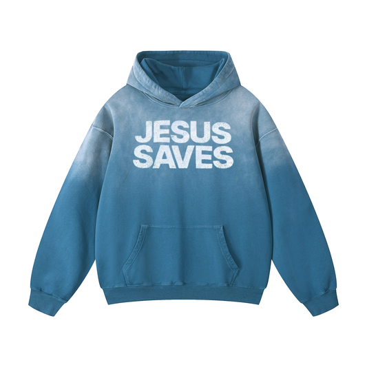 "Jesus saves" Sunfade Oversized Hoodie