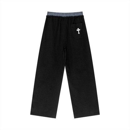 Plaid Contrast Waist Pants