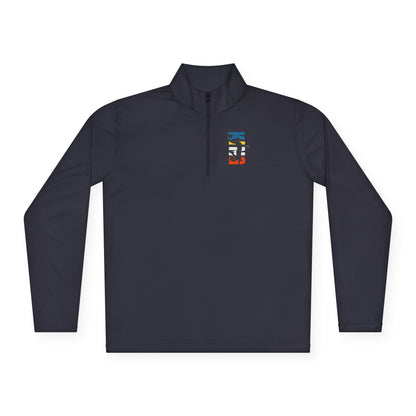 Unisex Quarter-Zip Pullover with Vibrant Logo - Perfect for Outdoor Activities and Casual Wear