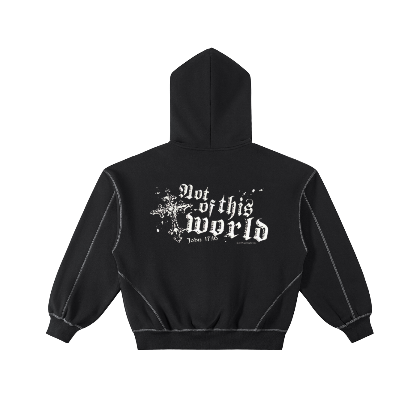 Contrast-Stitched Boxy Fleece Zip Hoodie