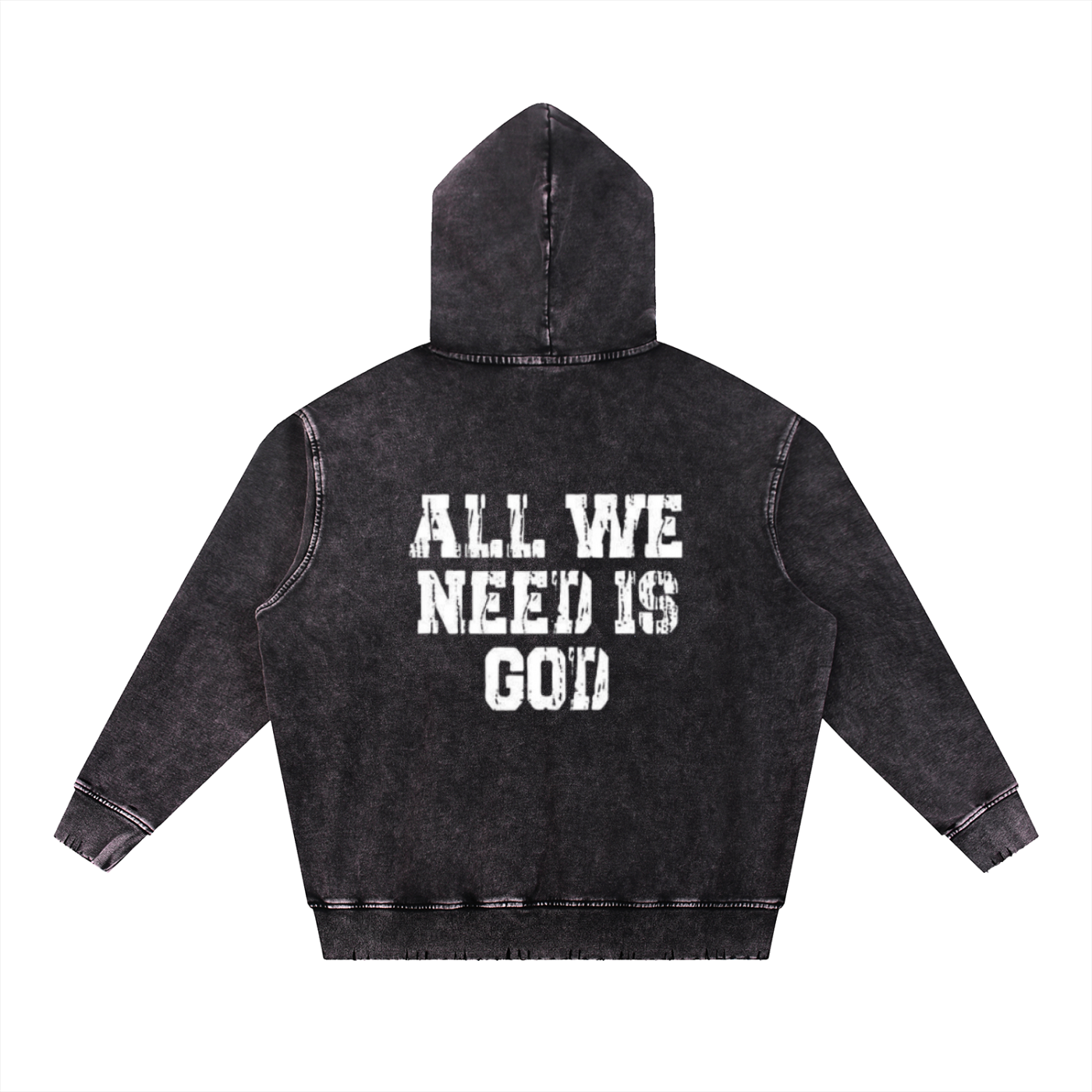 Snow Wash Hand-Frayed Heavyweight  Hoodie