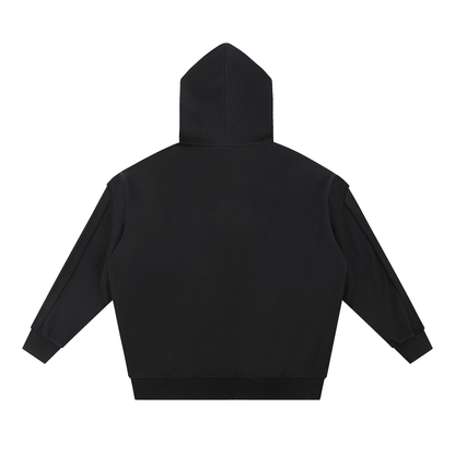 Contrast Tape Raw Edge Double Layered Zip Hoodie