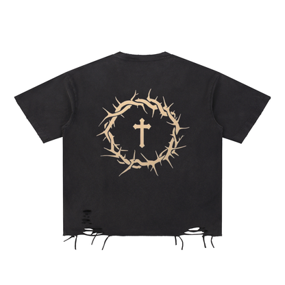 Snow Washed Raw-Hem T-Shirt