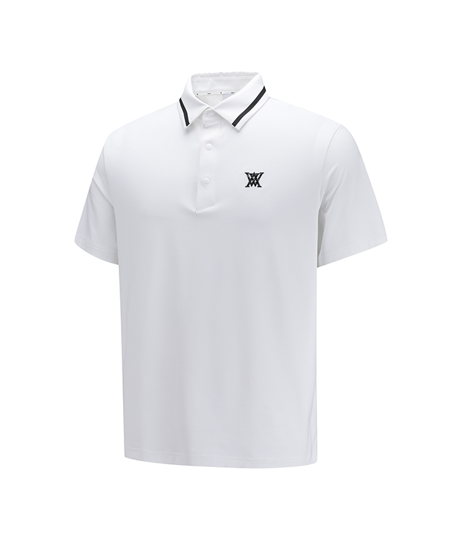 ANEW Golf: Men Back Triangular Point Short T-Shirt - White