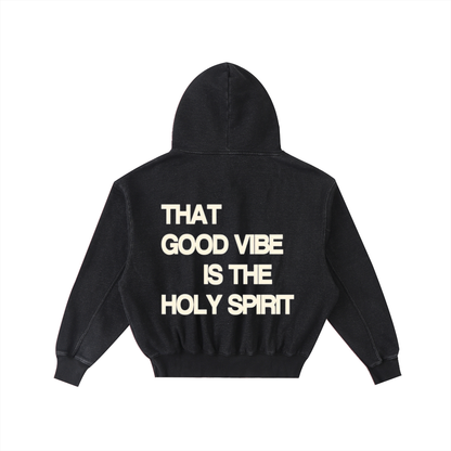 Frayed Enzyme Washed Fleece Hoodie