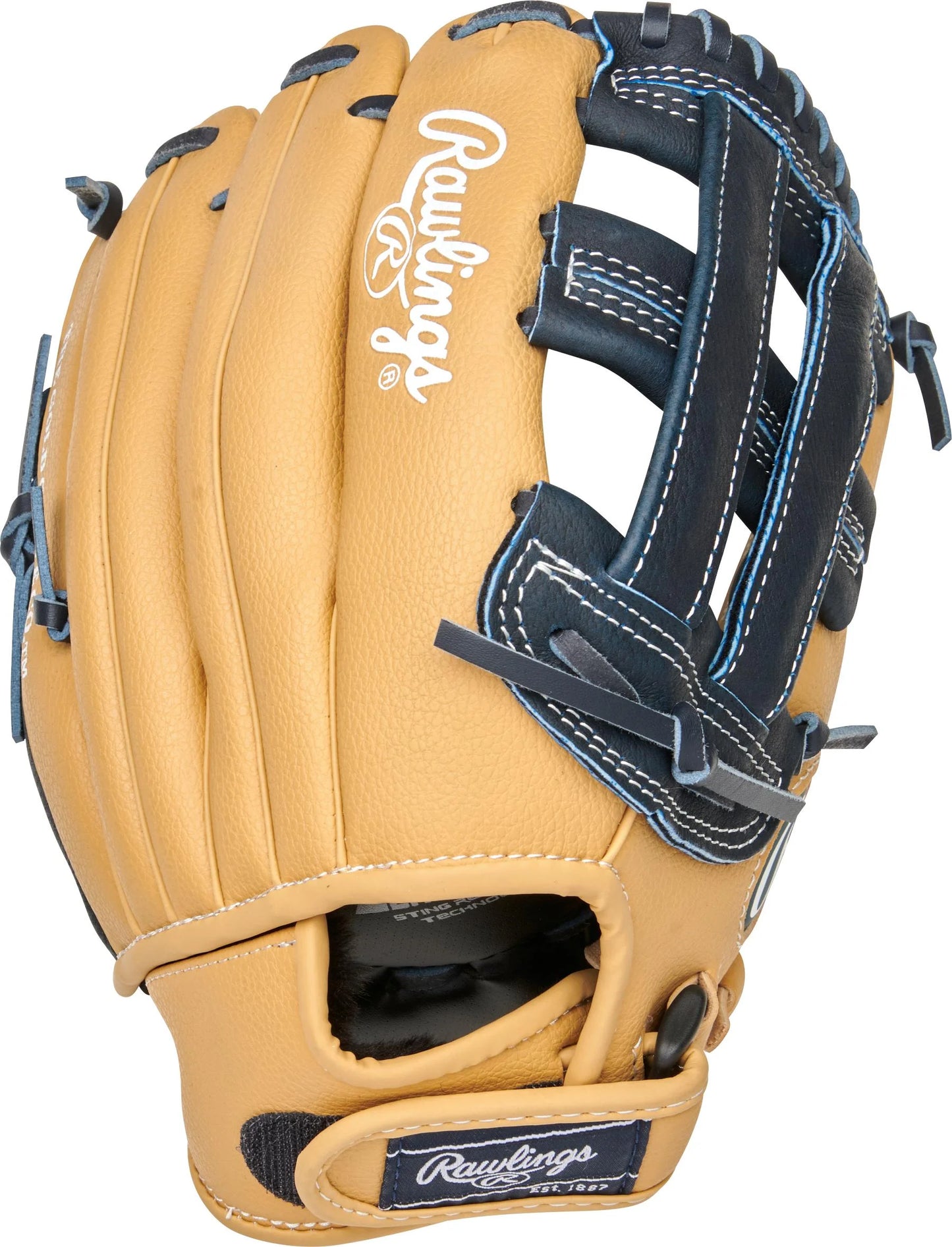 Playmaker Series Youth Baseball Glove, Camel/Navy, 11.5 Inch, Right Hand Throw