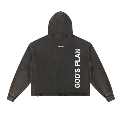 Vintage Washed Frayed-Hem Hoodie