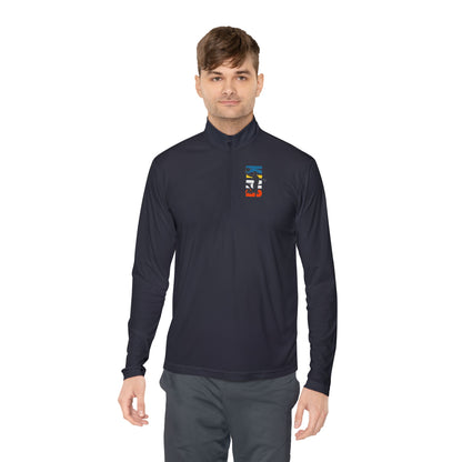 Unisex Quarter-Zip Pullover with Vibrant Logo - Perfect for Outdoor Activities and Casual Wear