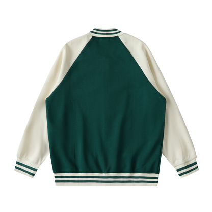 Two Tone Raglan Sleeve Varsity Jacket