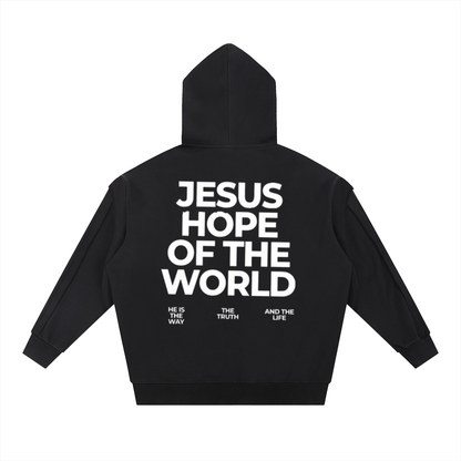 Contrast Tape Raw Edge Double Layered Hoodie