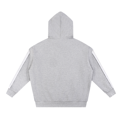 Contrast Tape Raw Edge Double Layered Zip Hoodie