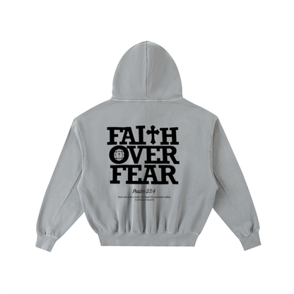 Frayed Enzyme Washed Fleece Hoodie