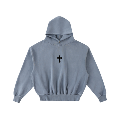 Frayed Enzyme Washed Fleece Hoodie