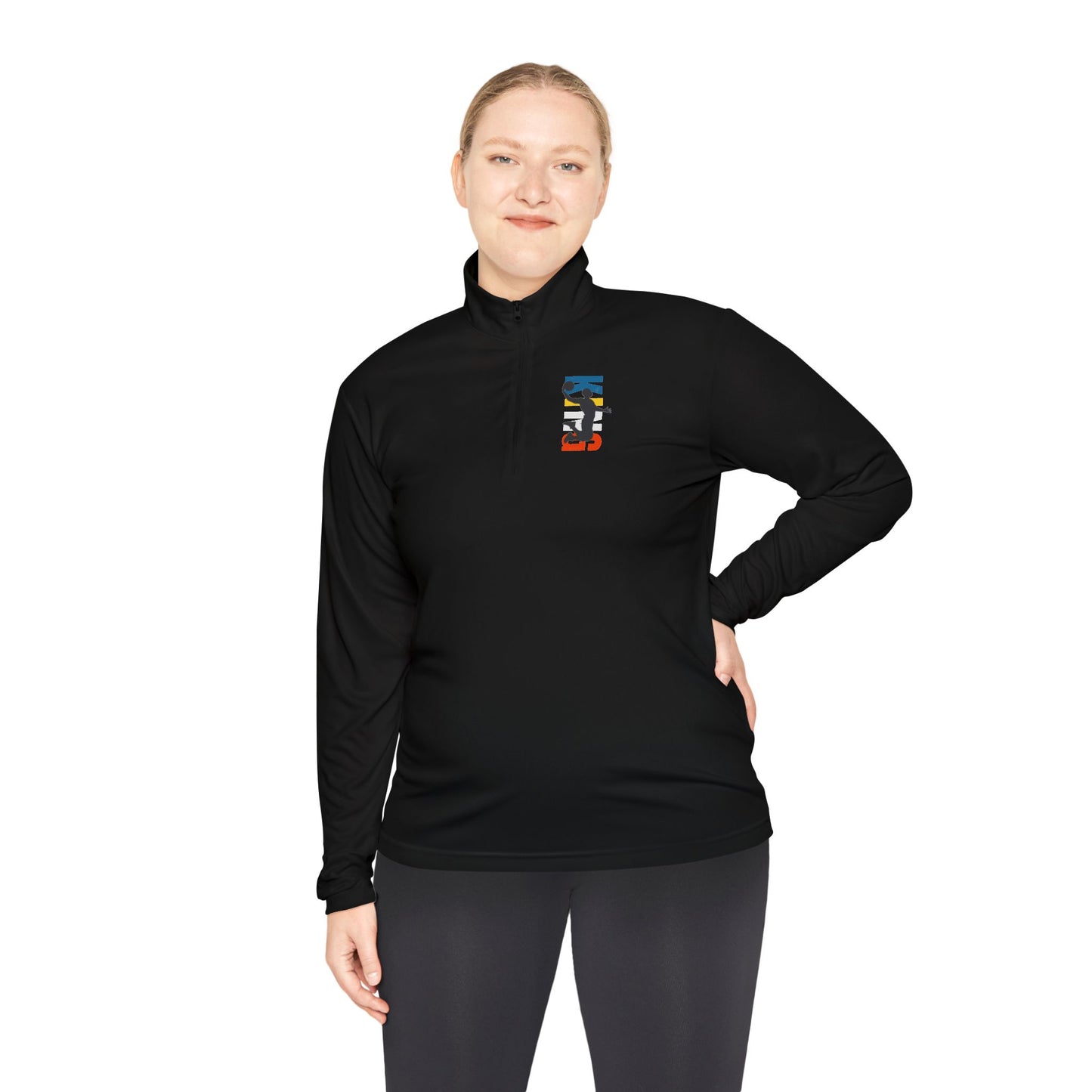 Unisex Quarter-Zip Pullover with Vibrant Logo - Perfect for Outdoor Activities and Casual Wear