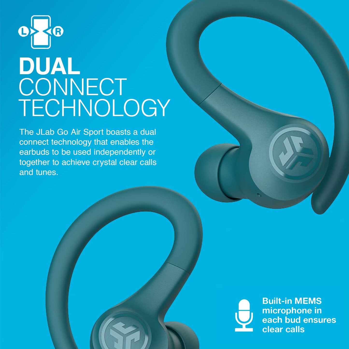 JLab Go Sport+ Wireless Workout Earbuds Featuring C3 Clear Calling, Secure Earhook Sport Design, 32+ Hour Bluetooth Playtime, and 3 EQ Sound Settings (Graphite)