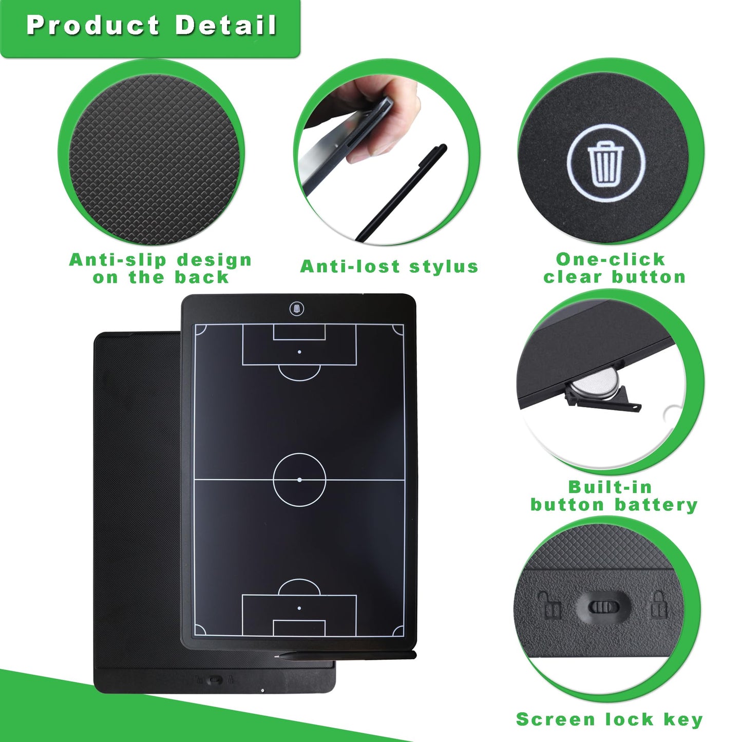 16'' LCD Screen Tactical Coaching Marker Board, Electronic Board with Stylus Pen,with Lock Function,for Coach Basketball Soccer