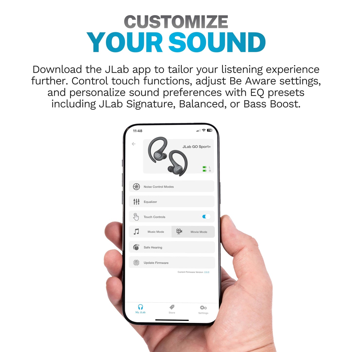 JLab Go Sport+ Wireless Workout Earbuds Featuring C3 Clear Calling, Secure Earhook Sport Design, 32+ Hour Bluetooth Playtime, and 3 EQ Sound Settings (Graphite)