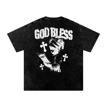 Snow Washed Oversized Cotton T-Shirt