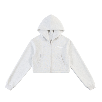 Essential Cropped Zip-Up Hoodie