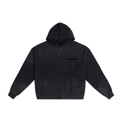 Hand-Frayed Sunfade Zip Hoodie