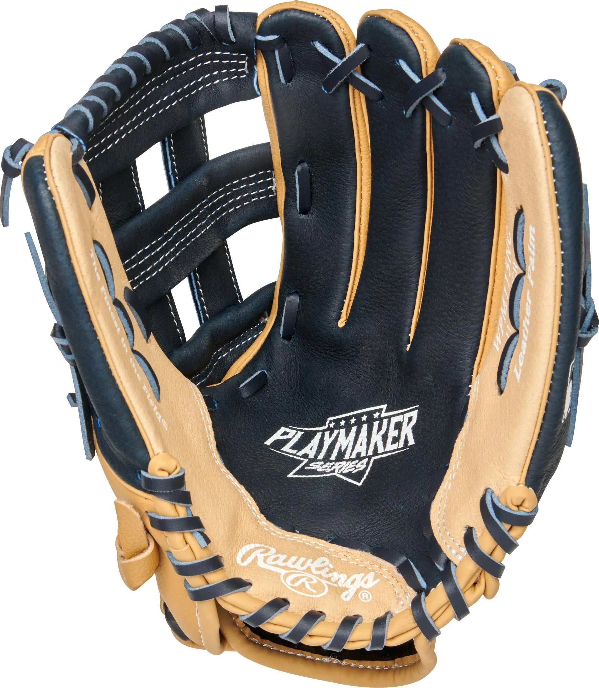 Playmaker Series Youth Baseball Glove, Camel/Navy, 11.5 Inch, Right Hand Throw