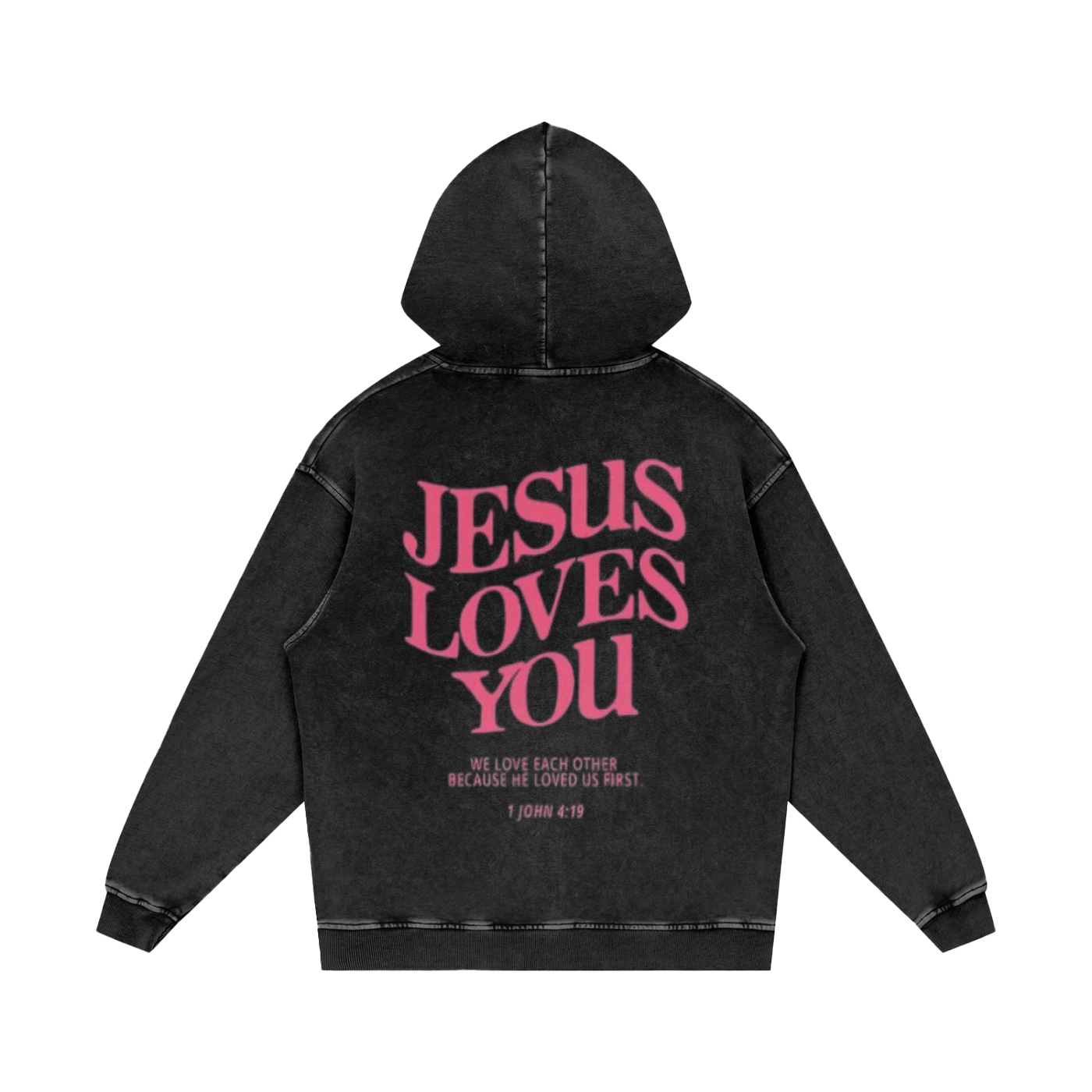 Snow Washed Loose Jesus loves you cotton hoodie