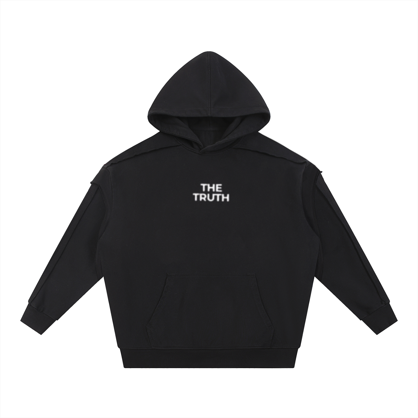 Contrast Tape Raw Edge Double Layered Hoodie