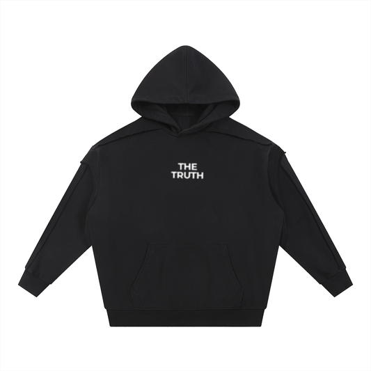 Contrast Tape Raw Edge Double Layered Hoodie