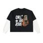 "CALL ON JESUS" Layered Contrast Sleeve Cotton T-Shirt