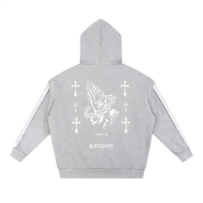 Contrast Tape Raw Edge Double Layered Hoodie