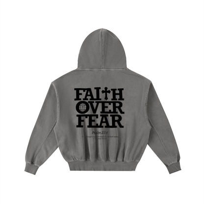 Frayed Enzyme Washed Fleece Hoodie