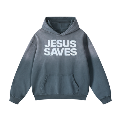 "Jesus saves" Sunfade Oversized Hoodie