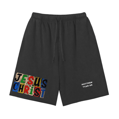 Snow Washed Raw Hem Shorts