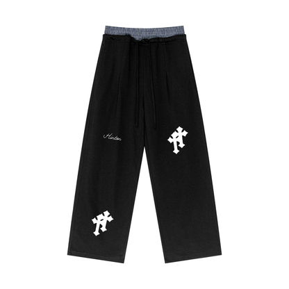 Plaid Contrast Waist Pants