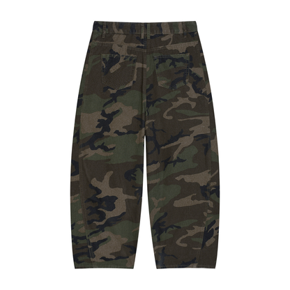 Baggy Camo Barrel Leg Cargo Pants